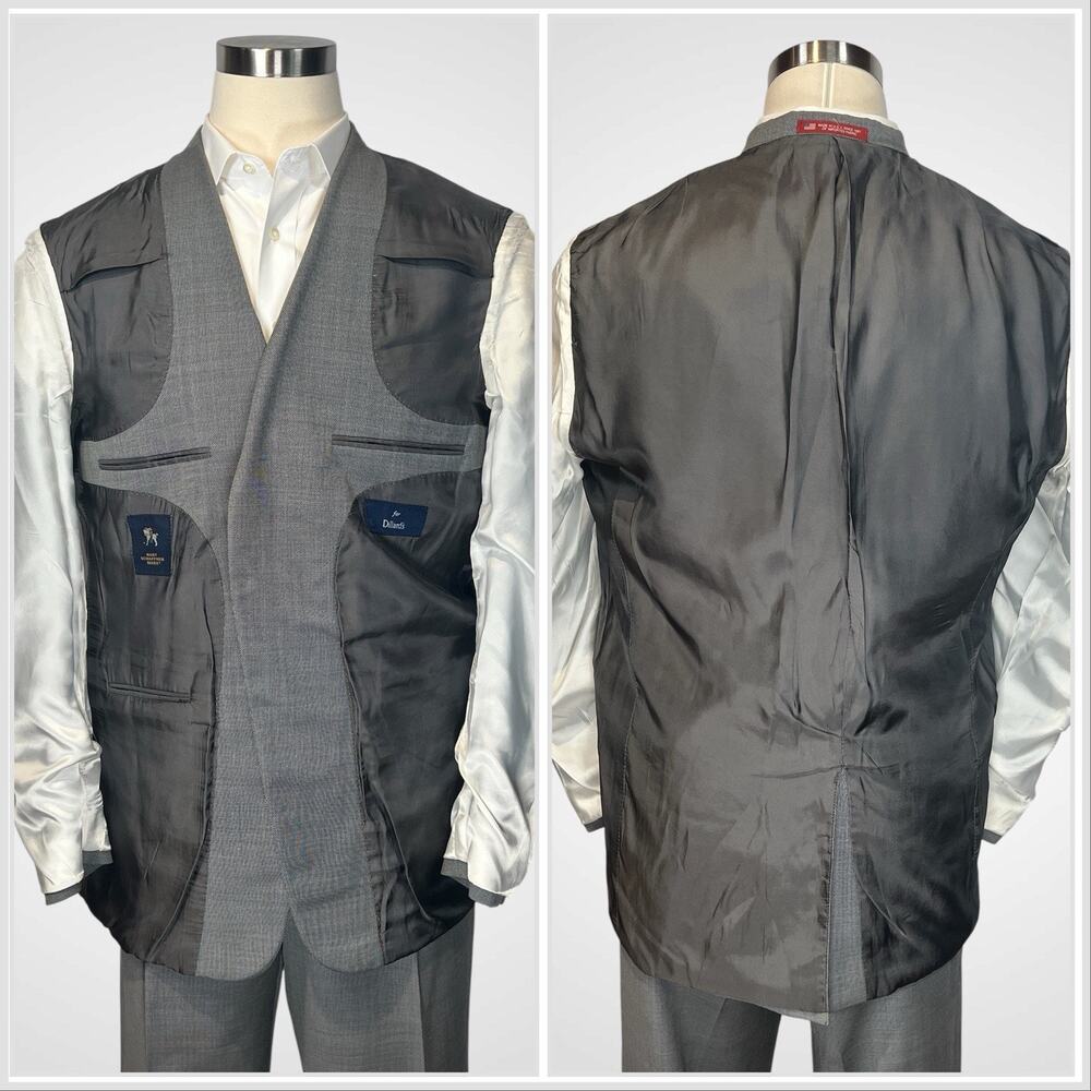 Hart Schaffner Marx 3 Piece Suit 44L 38x29.5 Chicago Fit Gray Birdseye Note - Picture 13 of 15